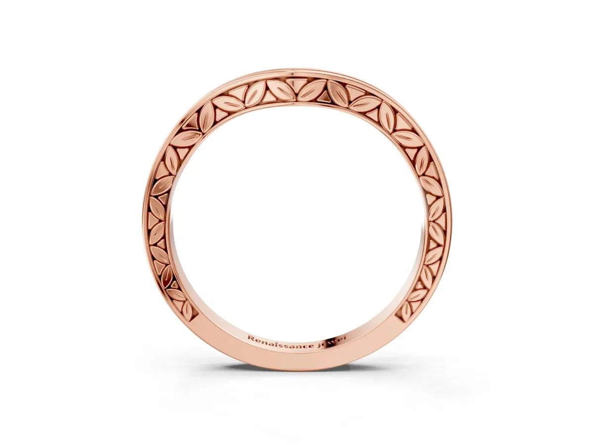 Round Cut Channel Set Wave Band with Pavé Setting Rose gold