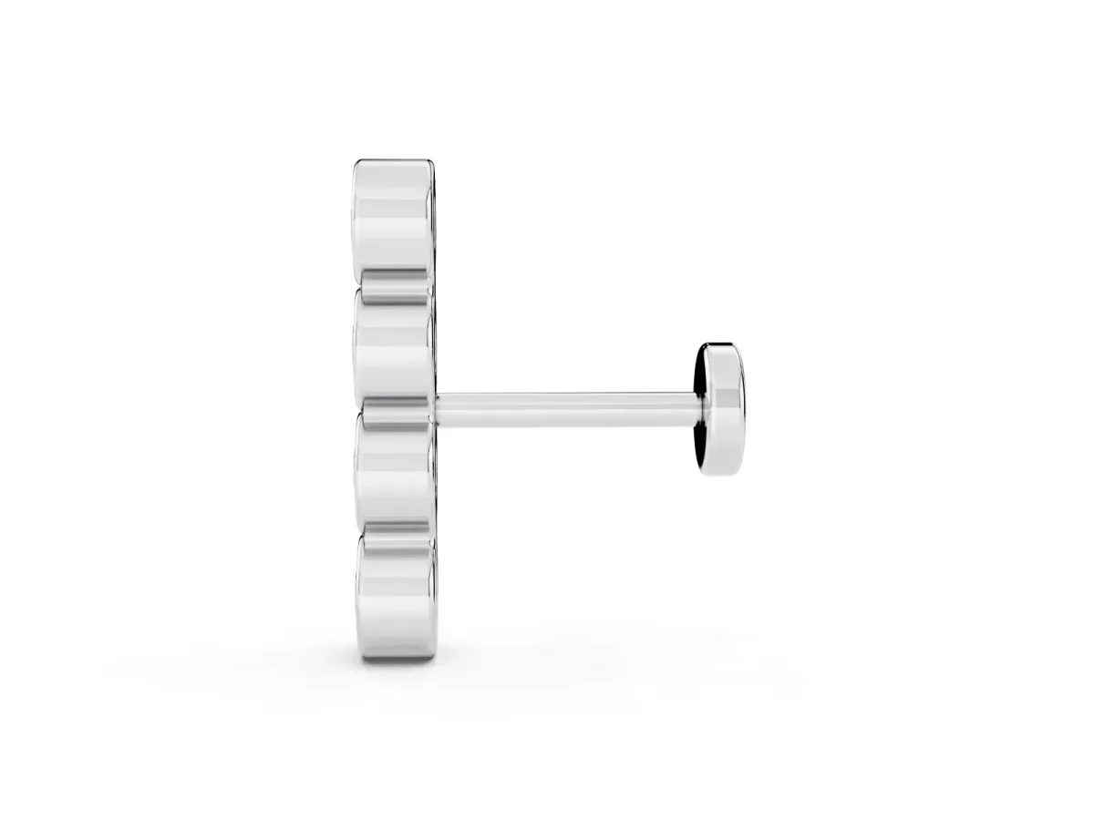 Round Diamond Row Flatback Earring Silver