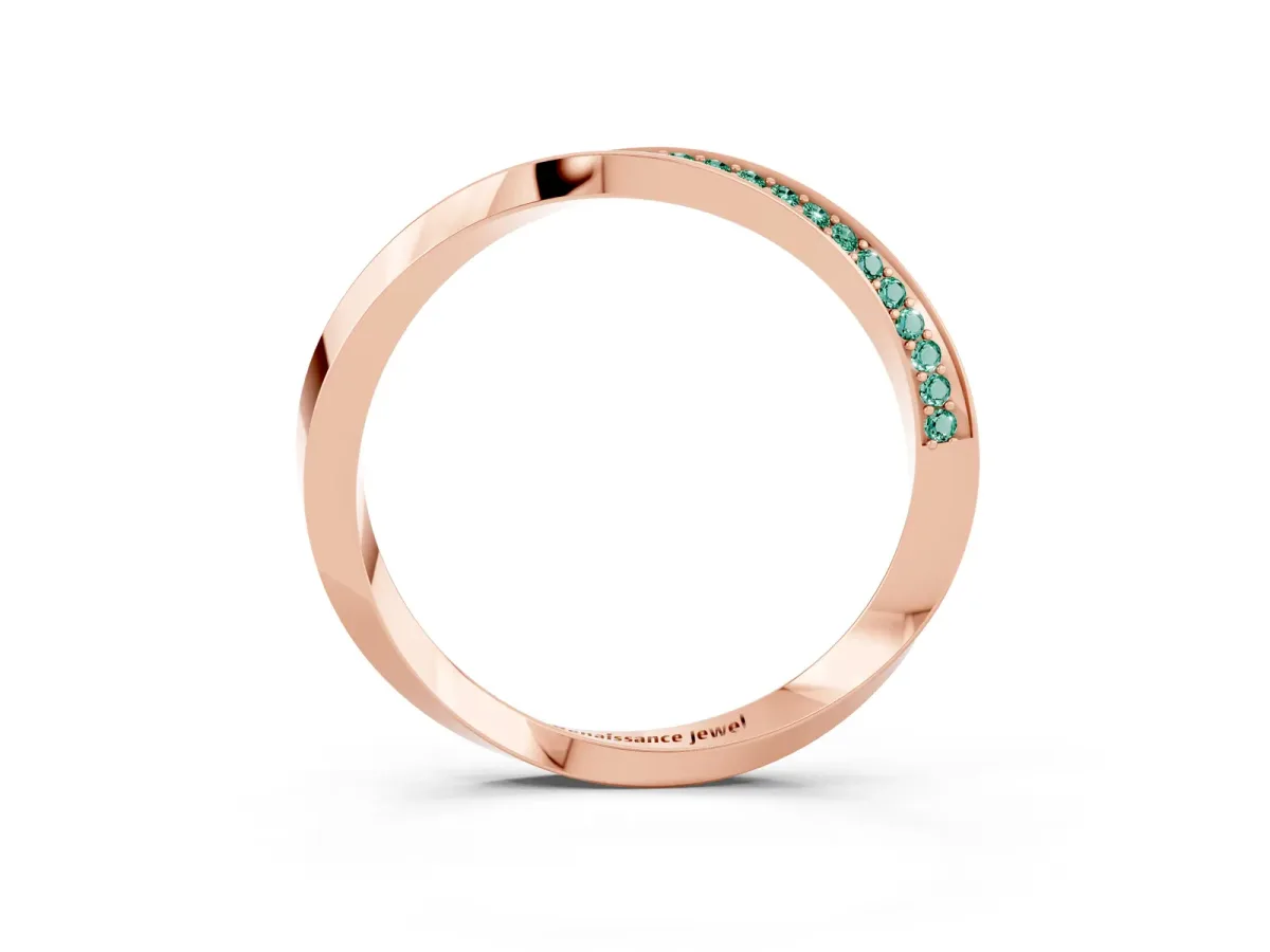 Pavé Round Green Sapphire Twist Band Rose gold
