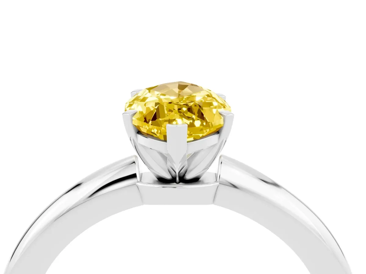Marquise Cut Yellow Sapphire Solitaire Ring with Six-Prong Setting and Classic Band Silver