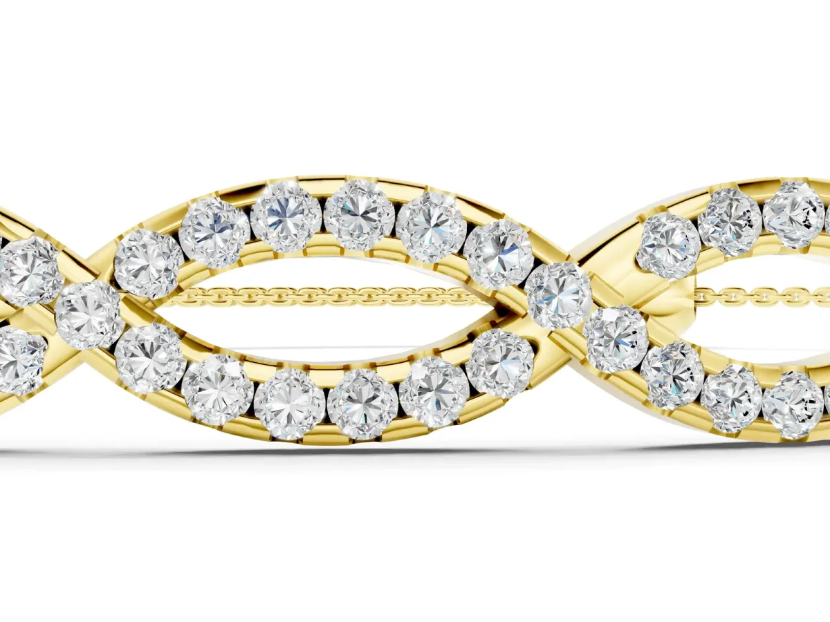 Pavé Marquise Infinity Chain Bracelet with Bezel Prong Setting Yellow gold
