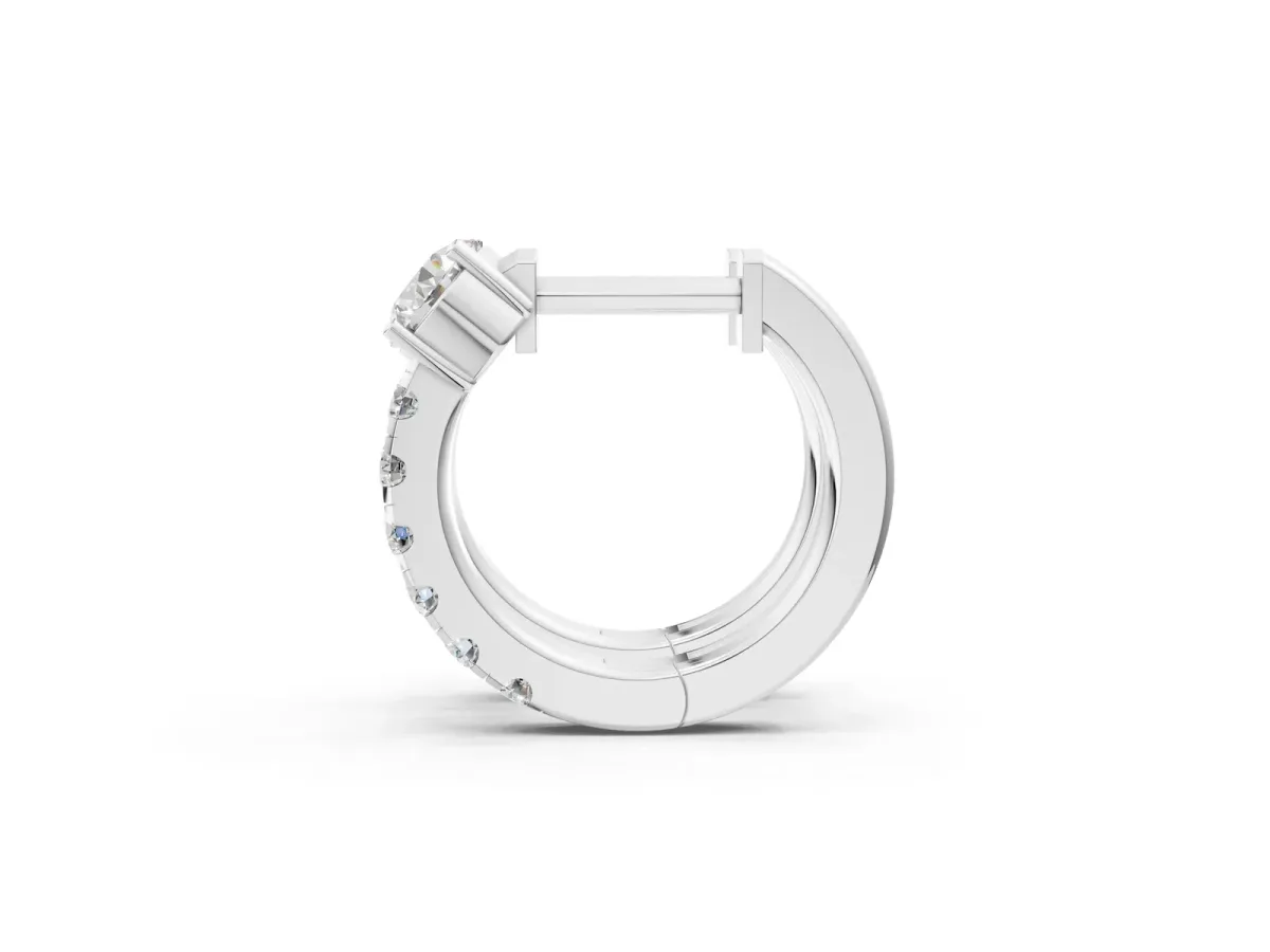 Round Diamond Taylor Huggie Hoop Earrings Platinum