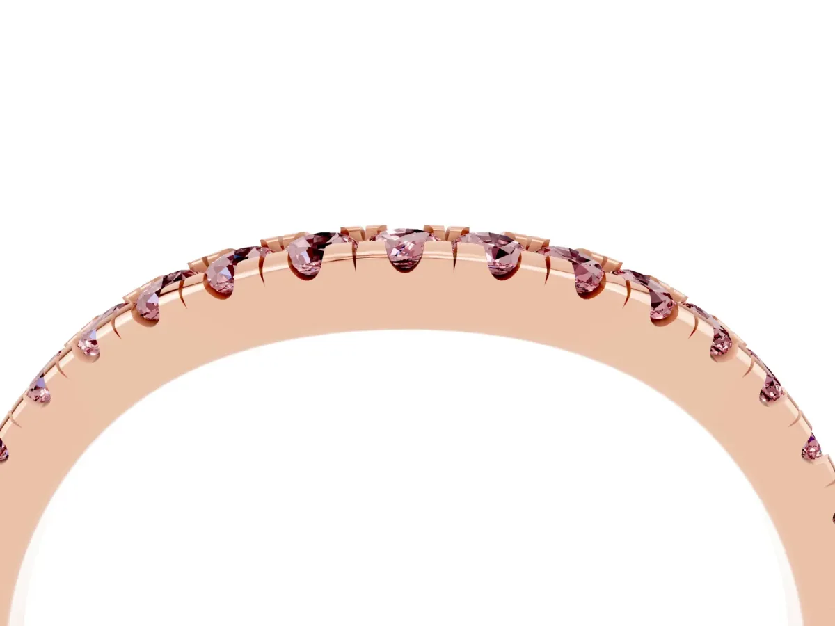 Morganite Pavé Curved Wedding Band Rose gold