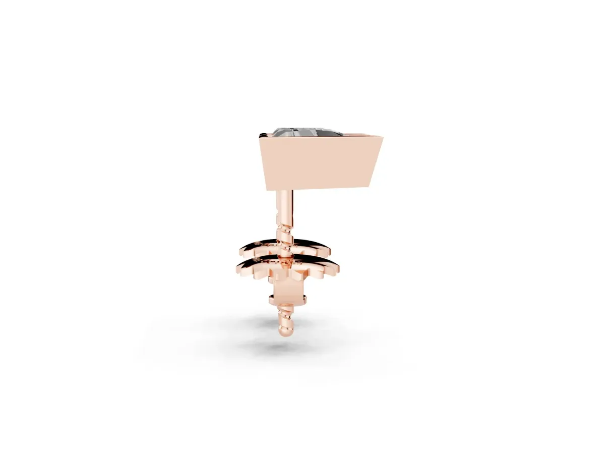 Trillion Diamond Bezel-Set Solitaire Stud Earrings Rose gold