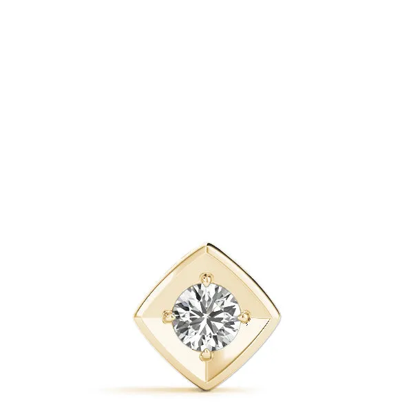 Round Diamond Square Bezel Pendant Yellow gold