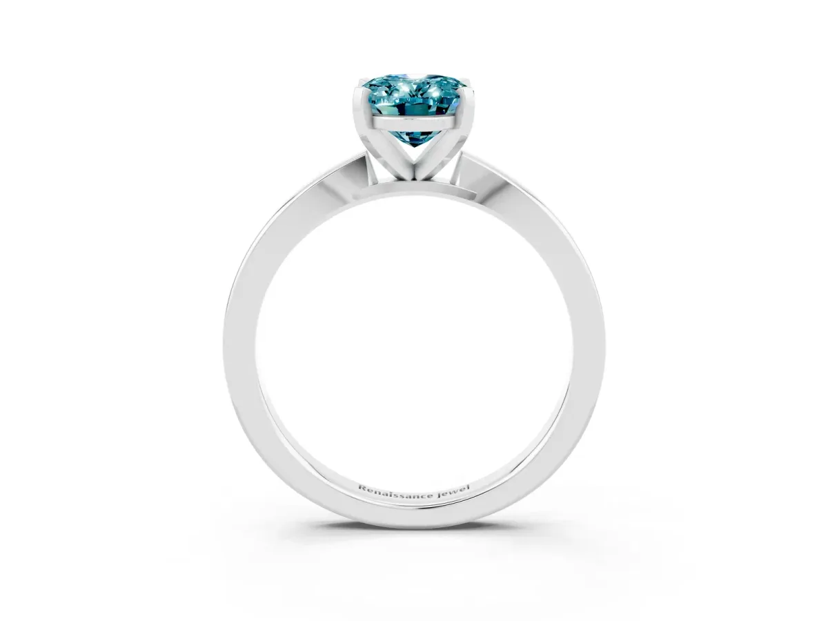 Oval Cut Blue Topaz Solitaire Engagement Ring with Classic Band and Four-Prong Setting Silver