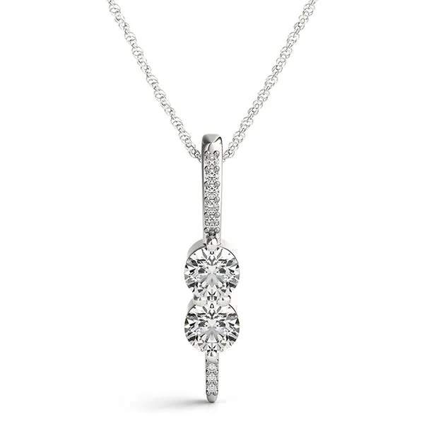 Round Diamond Prong Set Vertical Pendant White gold
