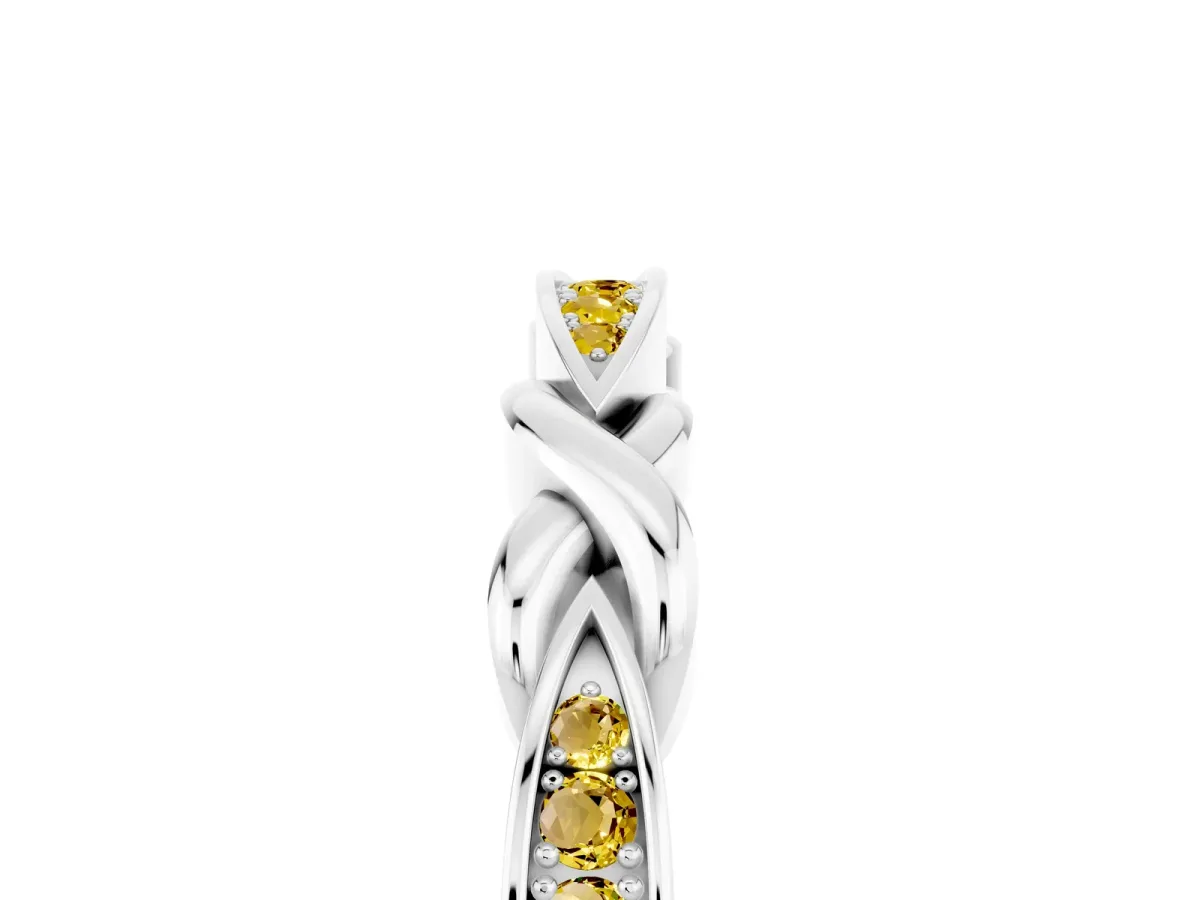 Twisted Marquise Yellow Sapphire Pavé Band with Shared Prong Setting Silver