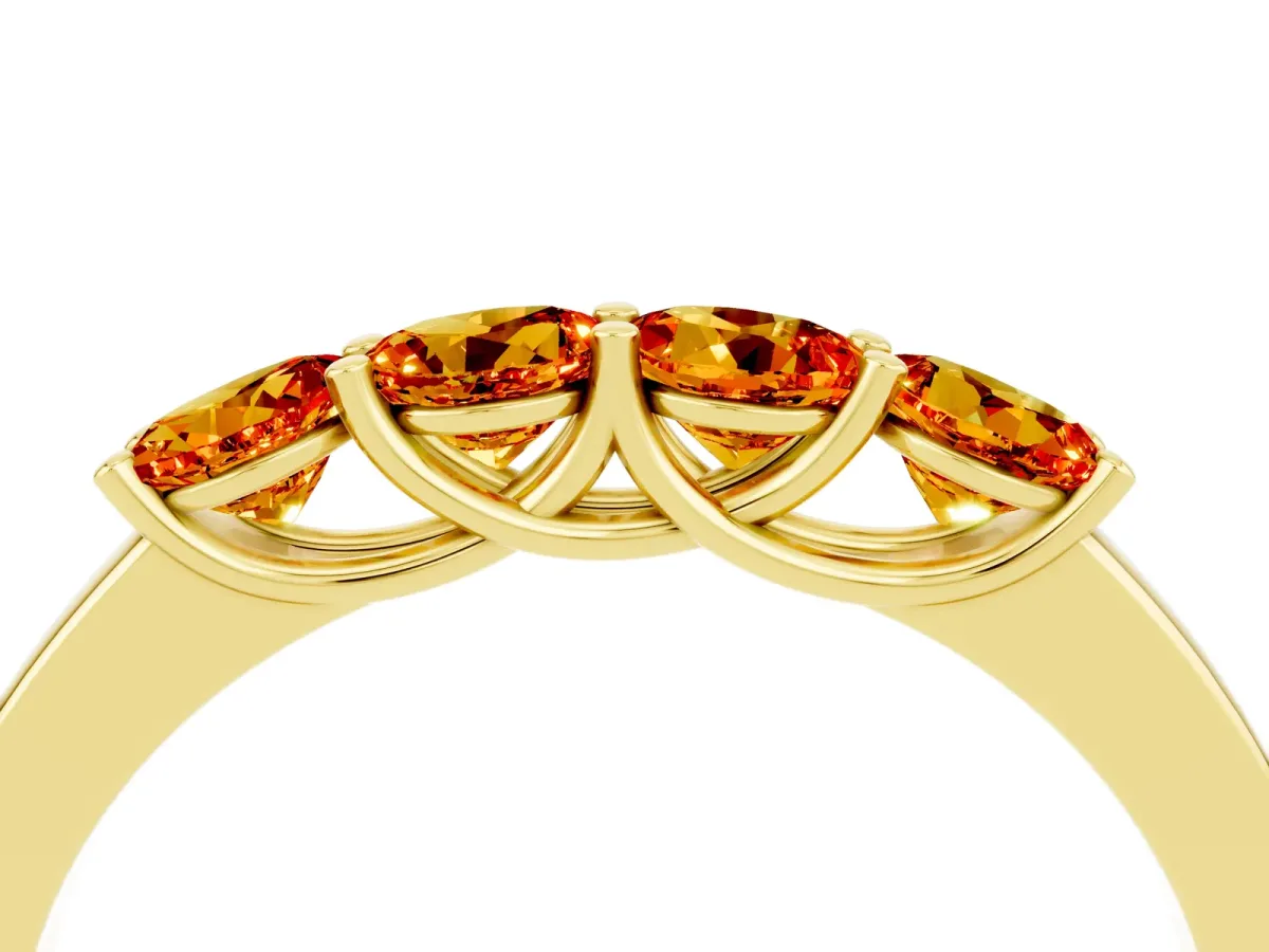Four-Stone Round Citrine Prong-Set Band Yellow gold