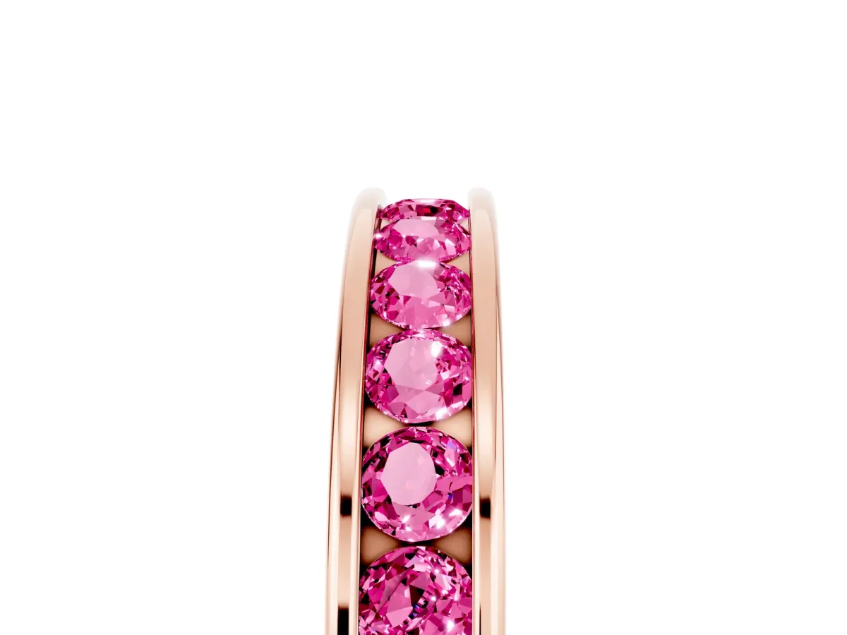 Channel Set Round Pink Sapphire Eternity Band Rose gold
