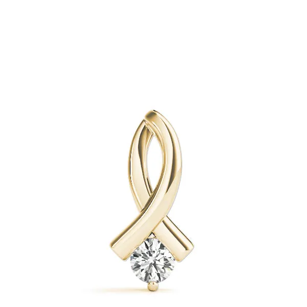 Round Solitaire Diamond Twist Pendant Yellow gold