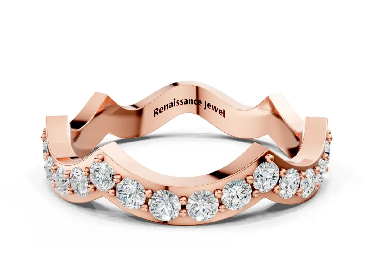 Round Diamond Pavé Zigzag Eternity Band Rose gold