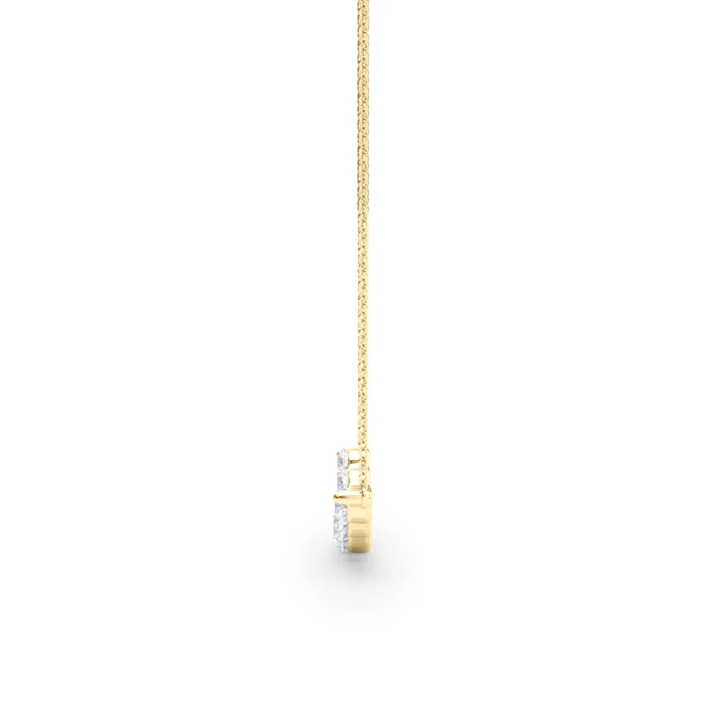 Round Diamond Graduated Bar Necklace with Prong Setting Yellow gold