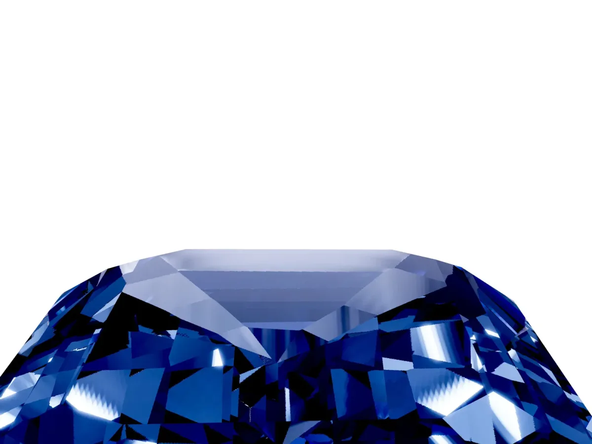 Emerald Cut Blue Sapphire Solitaire Twisted Band with Round Accents and Prong Setting Silver