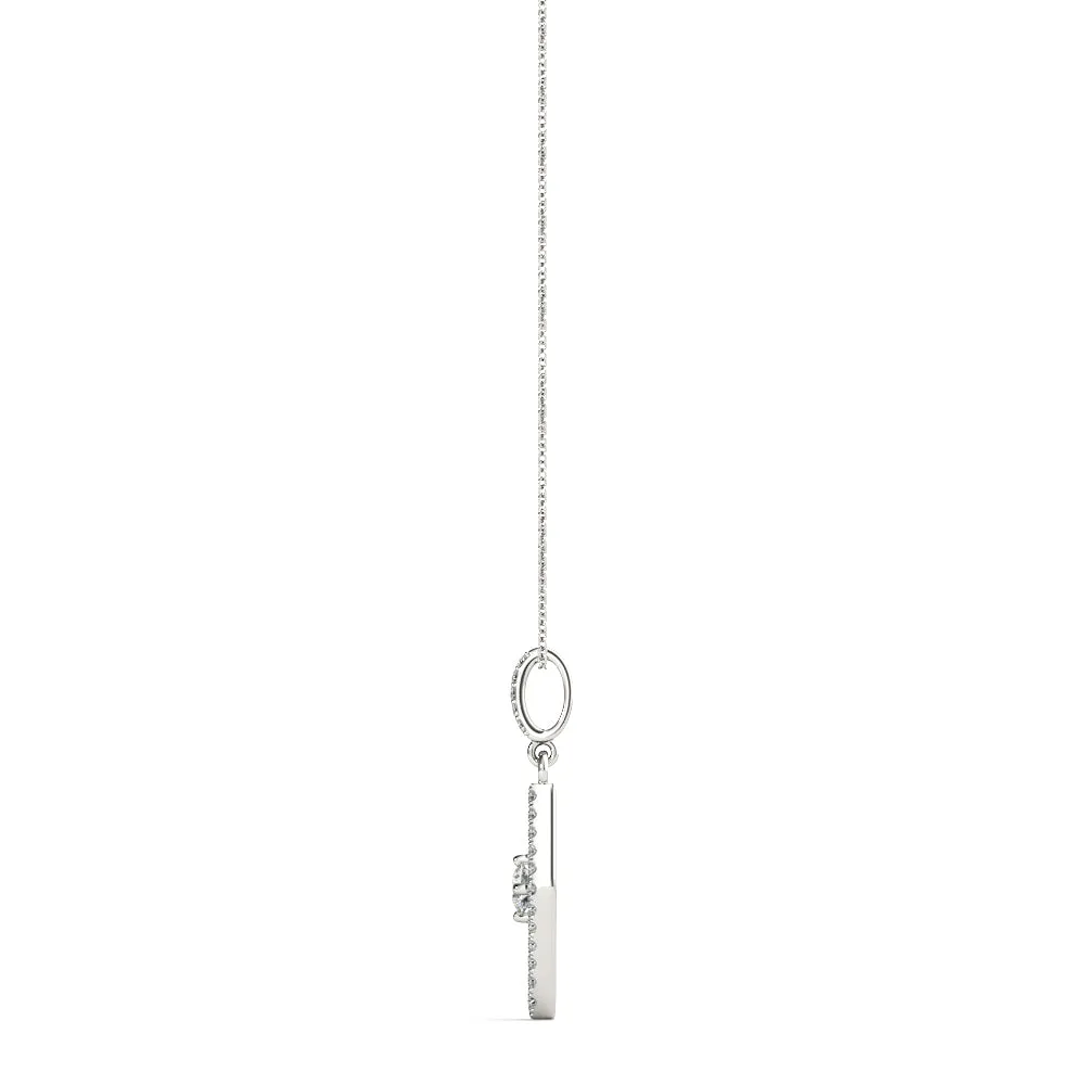 Round Cut Diamond Pavé Marquise Pendant White gold