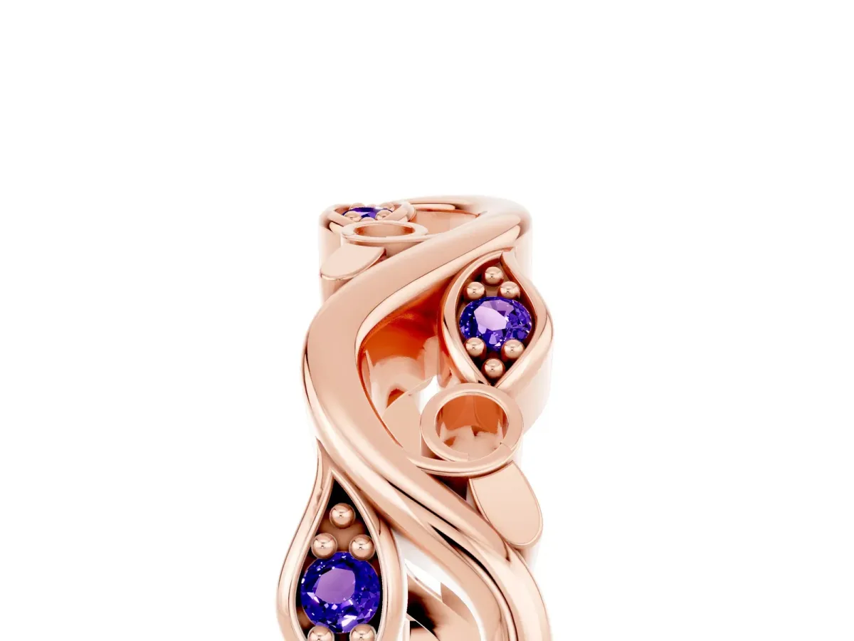 Marquise Tanzanite Vine Eternity Band with Bezel Setting Rose gold