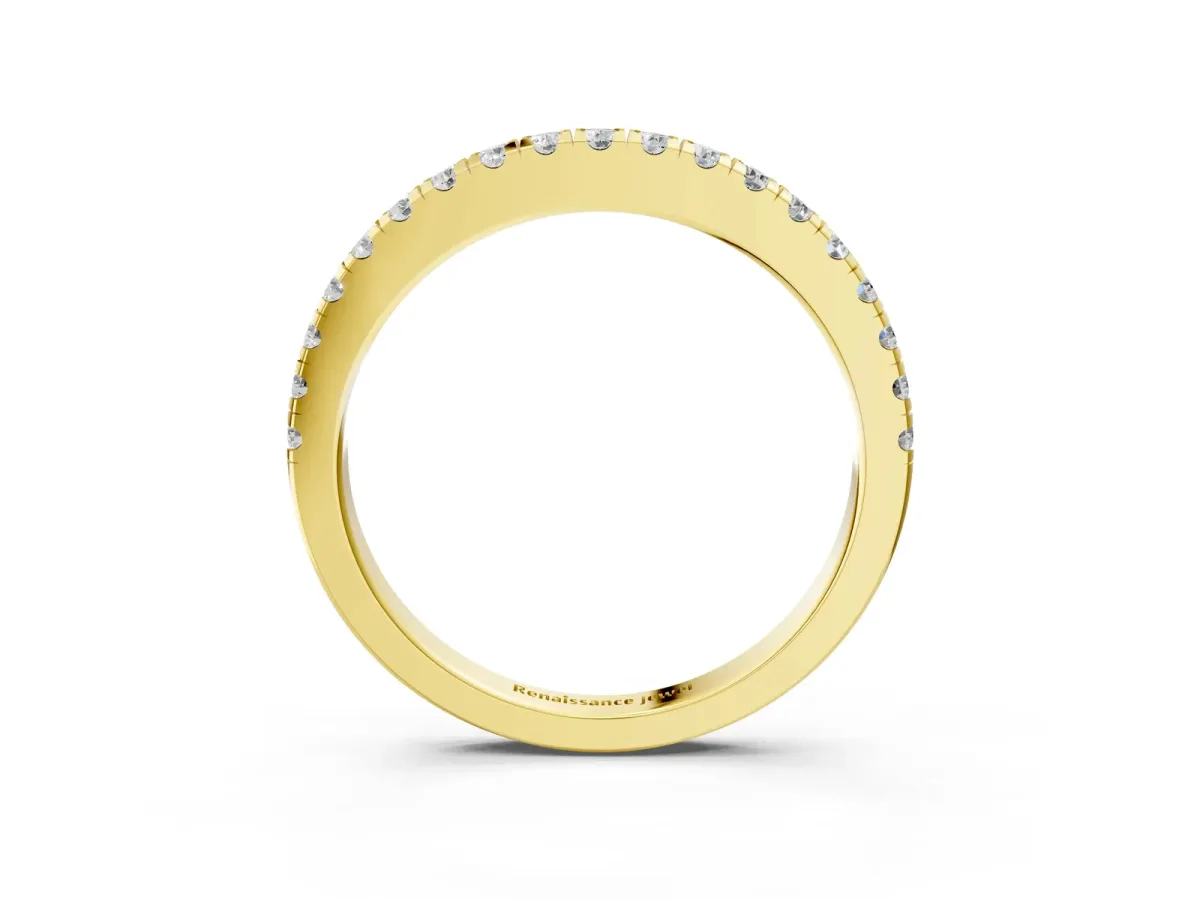Round Diamond Pavé Eternity Band with U-Prong Setting Yellow gold