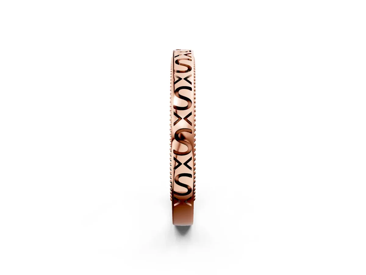 Vintage Engraved Milgrain Band Rose gold