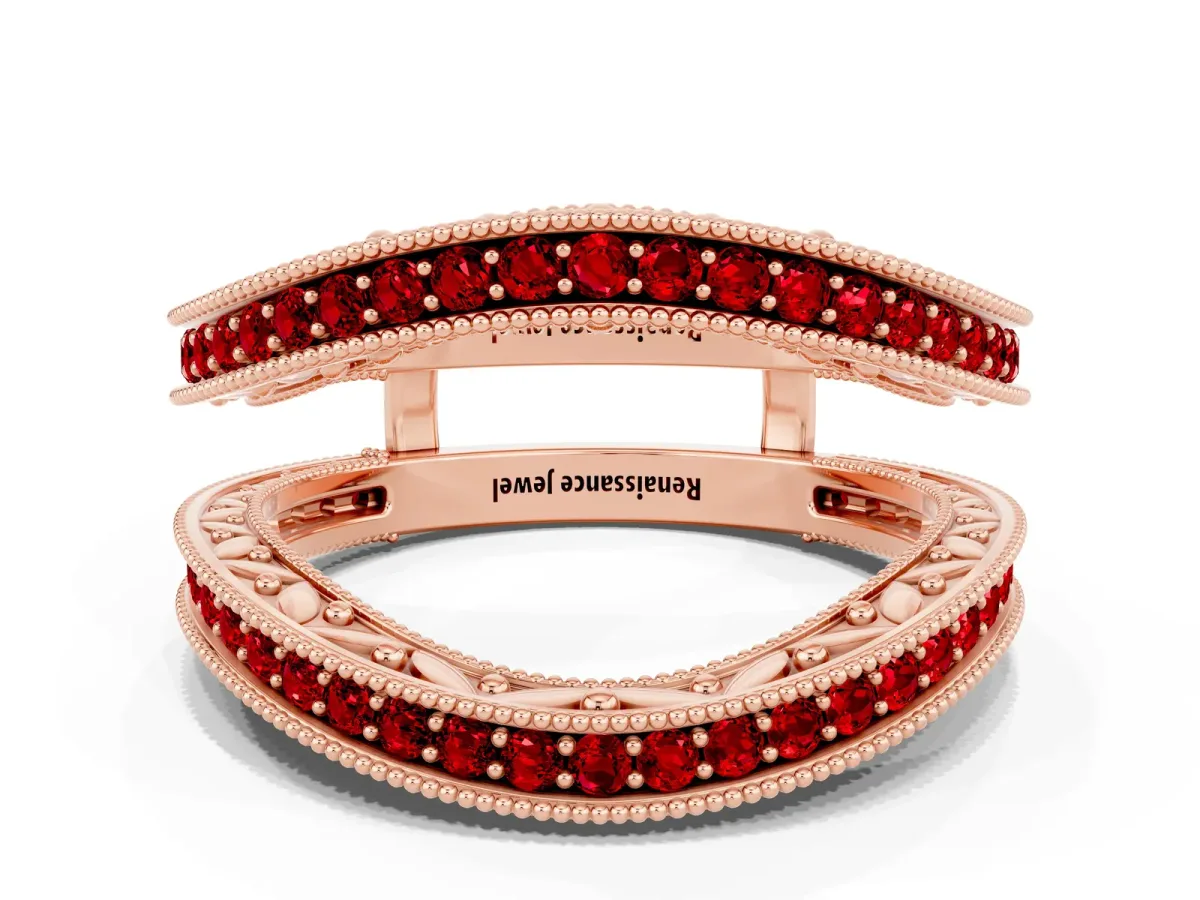 Round Ruby Milgrain Eternity Band with Channel Setting Rose gold