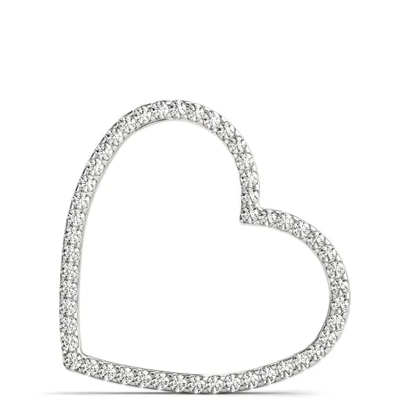 Pavé Round Diamond Heart Pendant with Prong Setting White gold