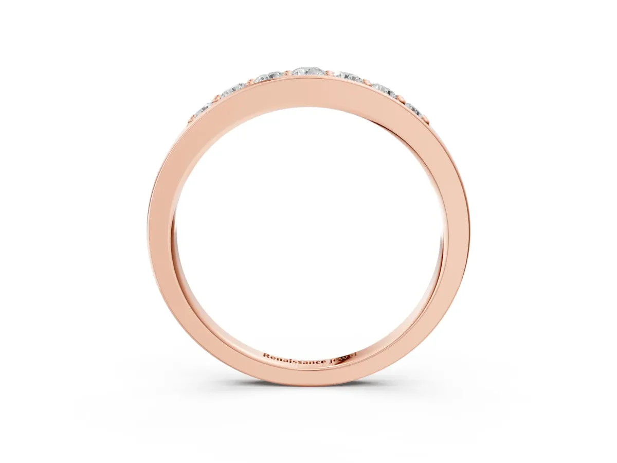Channel-Set Round Diamond Comfort Fit Band Rose gold