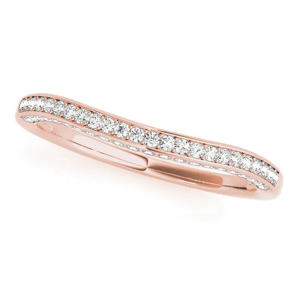 Pavé Round Diamond Curved Band Rose gold