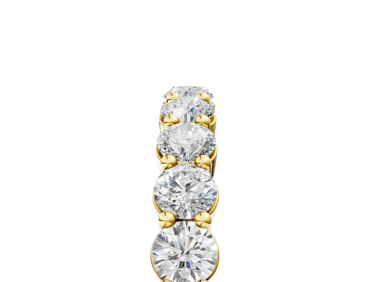 Round Diamond Half Eternity Band with Prong Setting Yellow gold