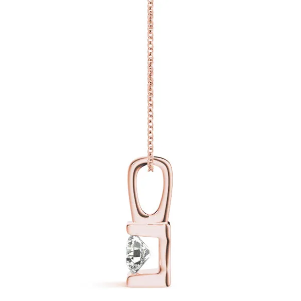 Round Solitaire Bezel-Set Diamond Pendant Rose gold
