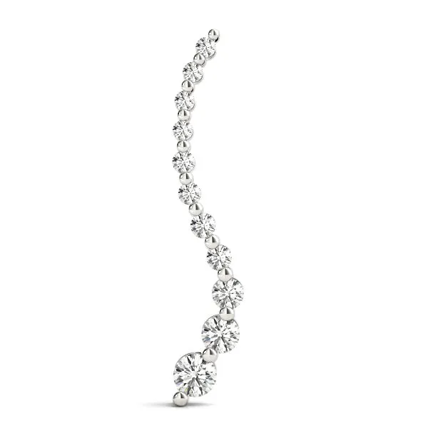 Graduated Round Diamond Curved Bar Pendant with Prong Setting Silver