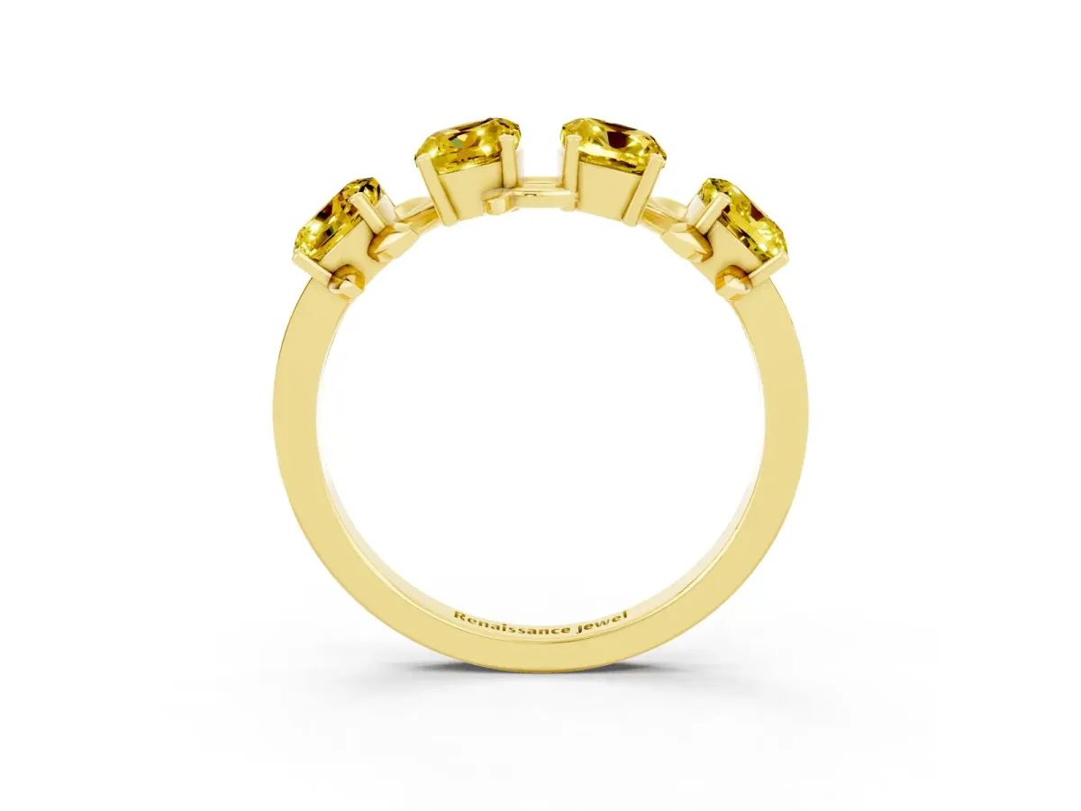 Emerald Cut Yellow Sapphire Prong-Set Half Eternity Band Yellow gold