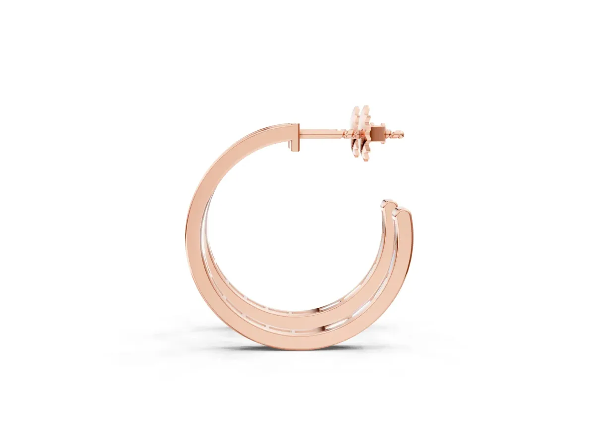 Baguette Diamond Channel-Set Inside-Out Hoop Earrings Rose gold