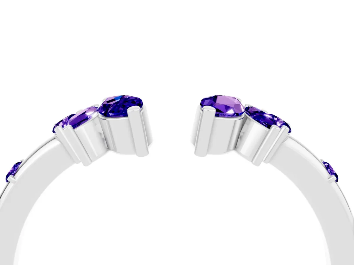 Open Marquise Cluster Tanzanite Band with Prong Setting White gold