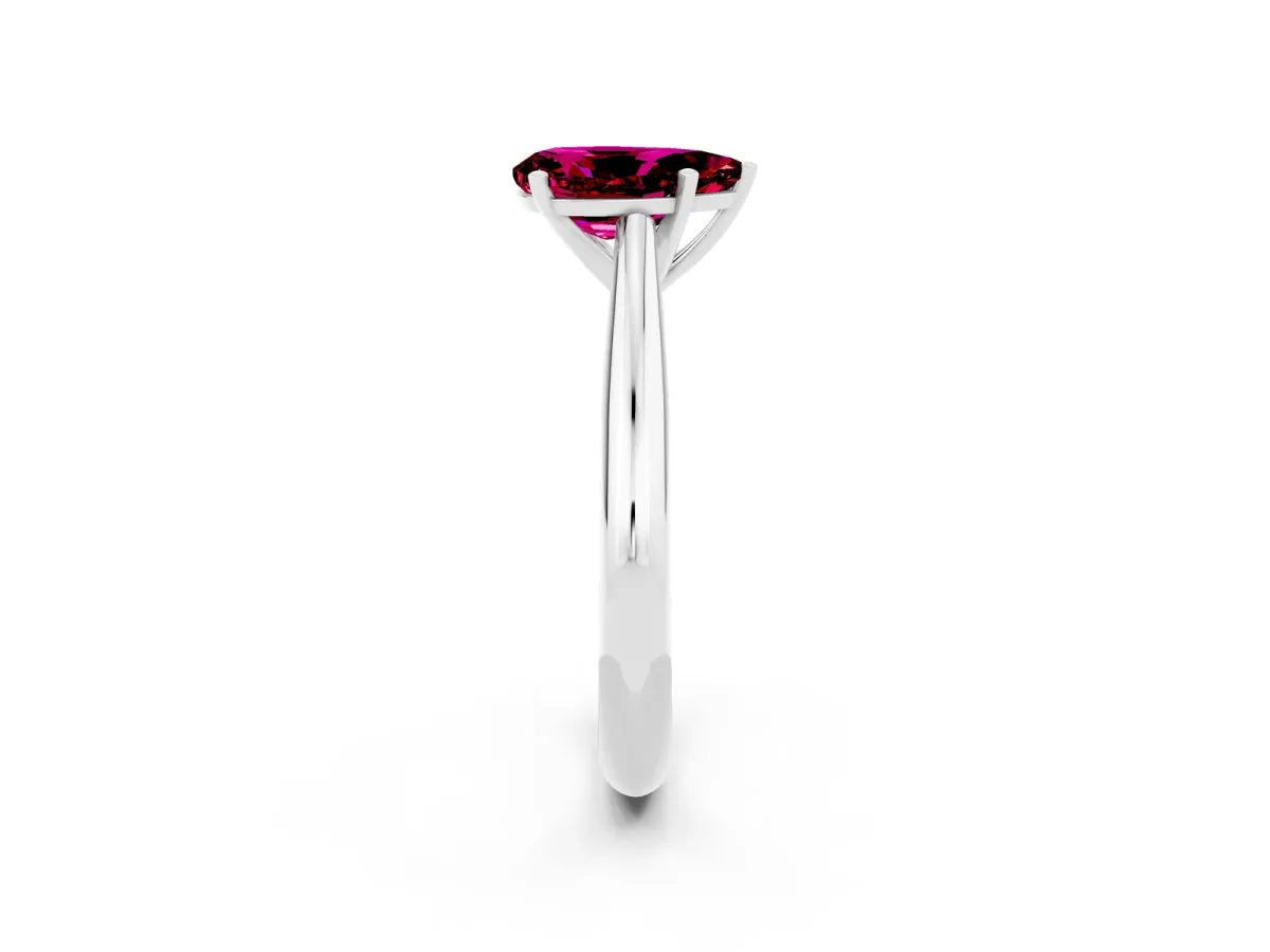 Pear Cut Garnet Solitaire Engagement Ring with Cathedral Setting and Four-Prong Mount White gold