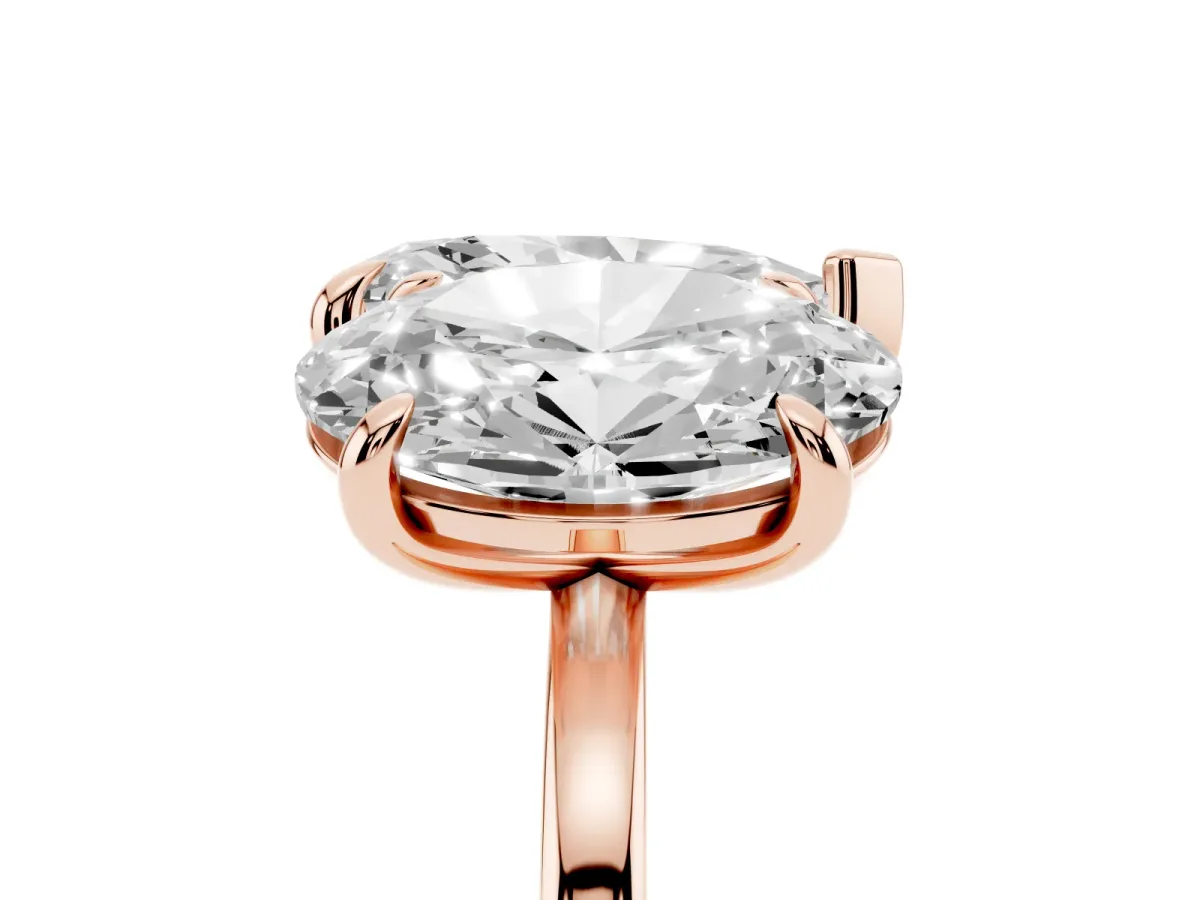 Oval and Pear Toi Moi Ring with Prong Setting and Plain Band Rose gold