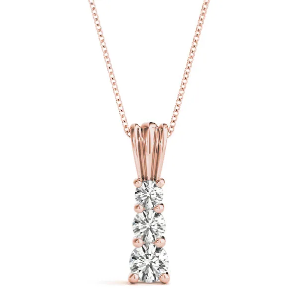 Four-Stone Round Prong-Set Diamond Pendant Rose gold