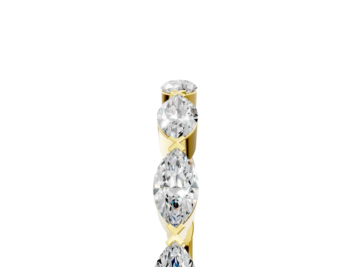 Marquise Diamond Eternity Band with Bezel Setting Yellow gold
