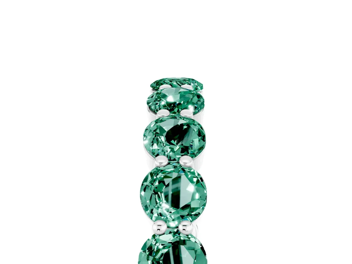 Round Green Sapphire Eternity Band with U-Prong Setting Platinum