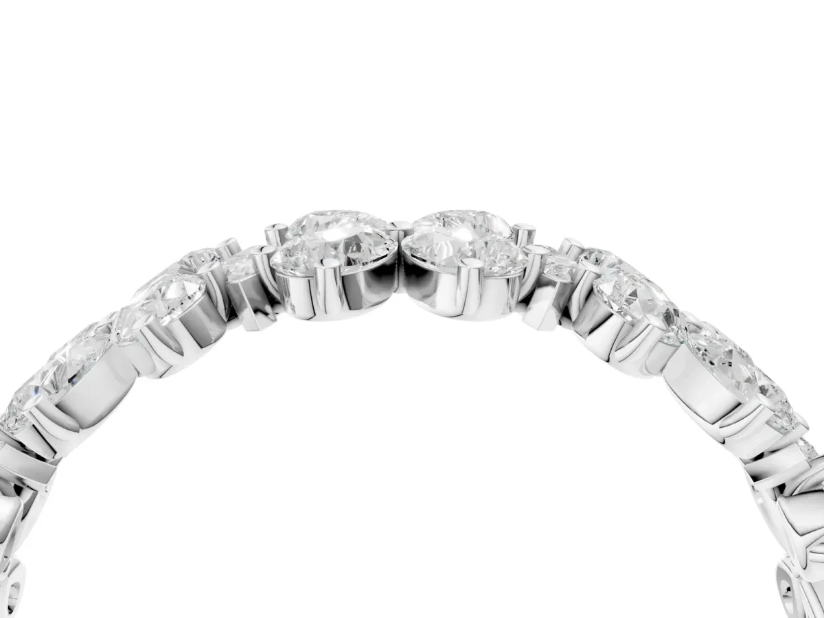 Pear and Marquise Diamond Floral Promise Ring Platinum