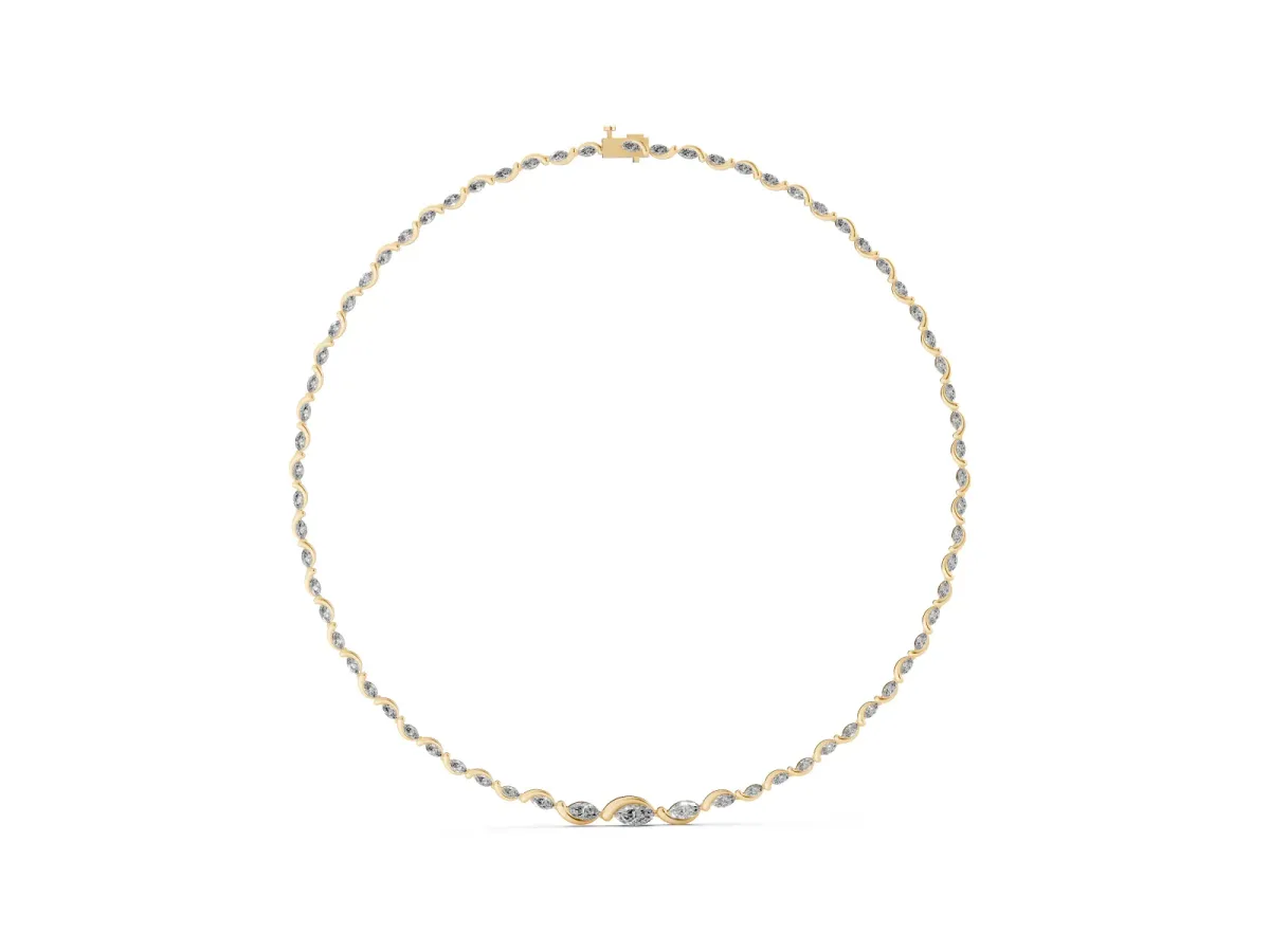 Marquise Diamond Riviera Necklace Yellow gold