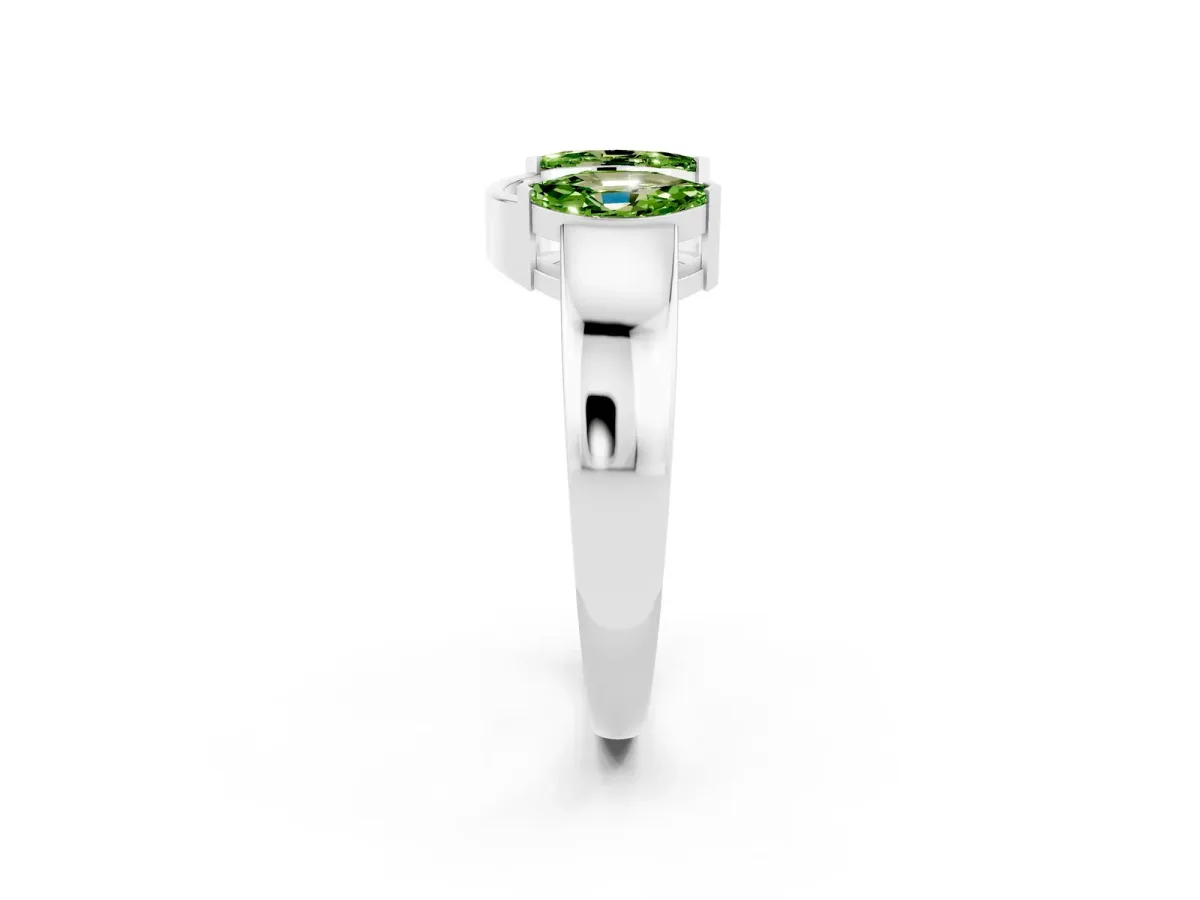 Marquise Peridot Open Band Ring with Tension Setting White gold