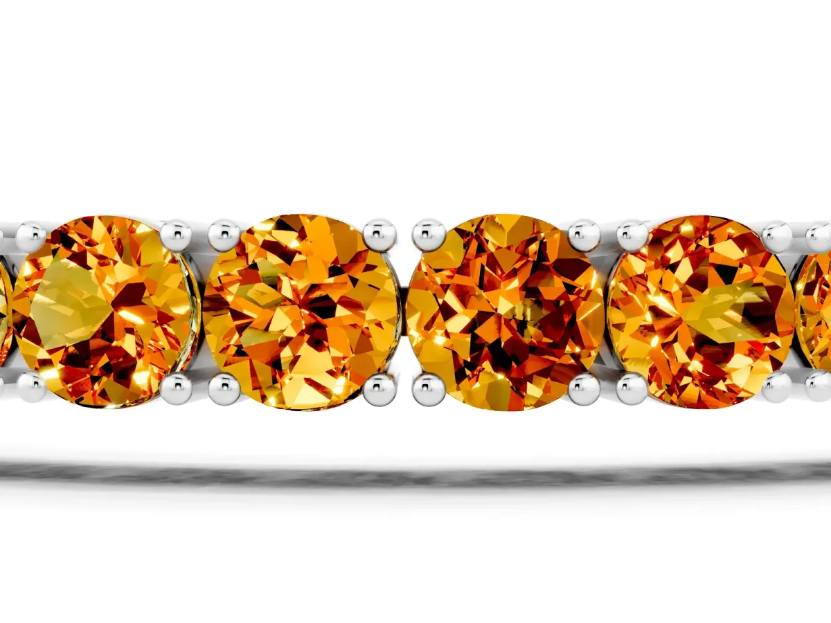 Round Brilliant Citrine Tennis Bracelet with Prong Setting Silver