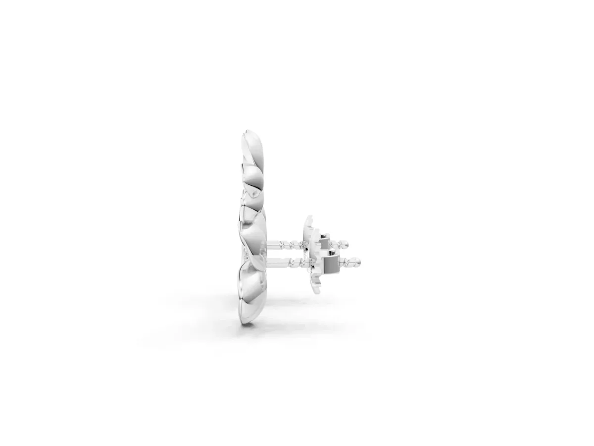 Round Diamond Plumeria Climber Earrings Platinum