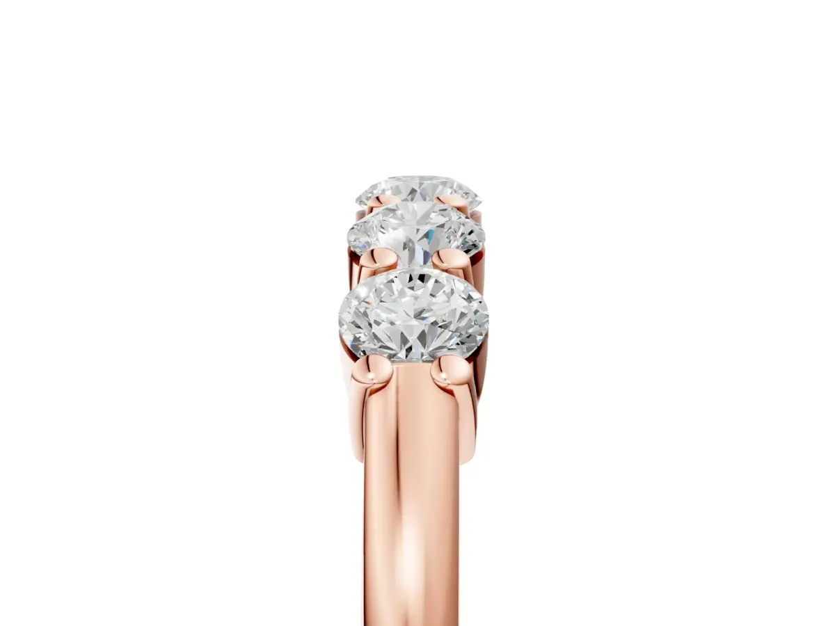 Round Cut Diamond Prong Set Half-Eternity Band Rose gold