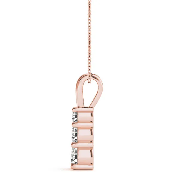 Four-Stone Round Prong-Set Diamond Pendant Rose gold