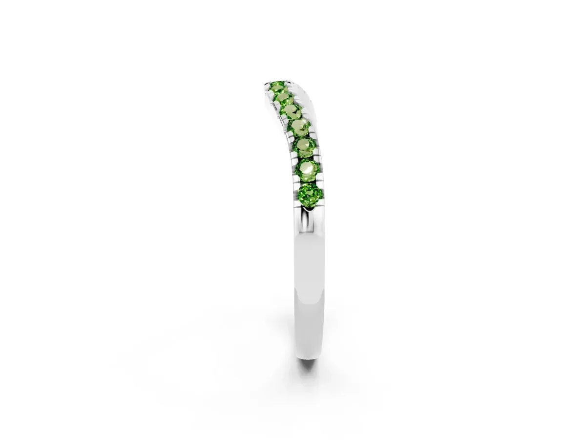 Peridot Pavé Curved Wedding Band White gold