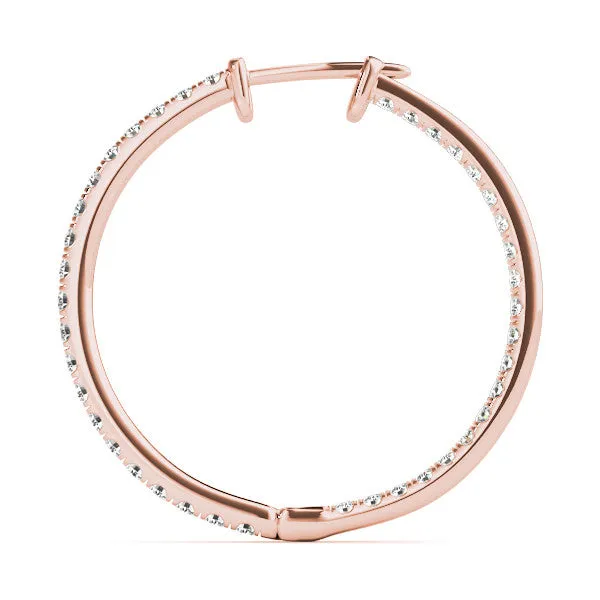 Round Diamond Pave Hoop Earrings with Channel Setting Rose gold