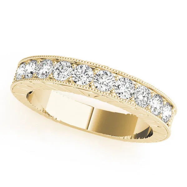 Round Cut Channel Set Diamond Eternity Band Yellow gold