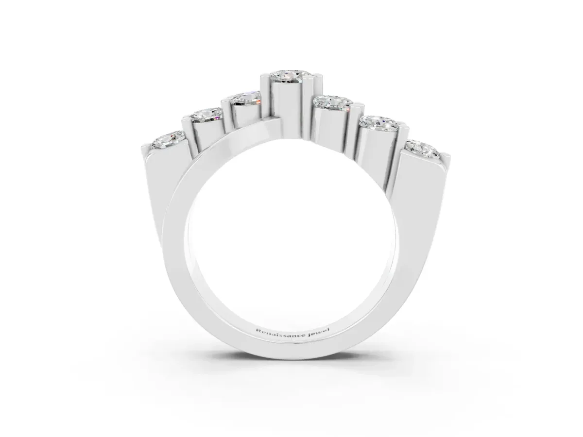 Round Moissanite Prong-Set Crossover Band Platinum