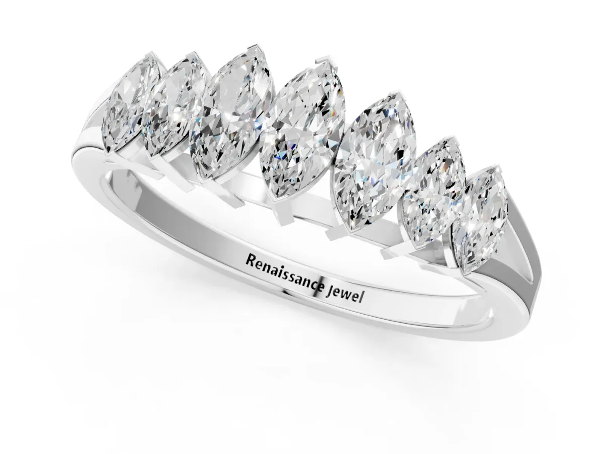Marquise Diamond Prong-Set Half-Eternity Band Platinum