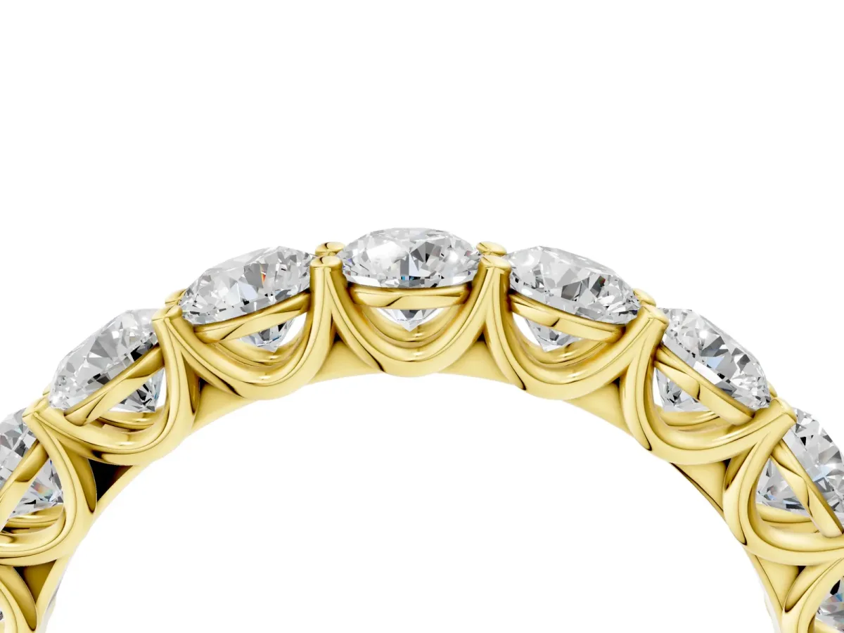 Round Diamond Shared Prong Eternity Band Yellow gold